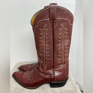 Mens US Size 10.5 D Vintage Tony Lama Oxblood Red Leather Western Pull On Boot